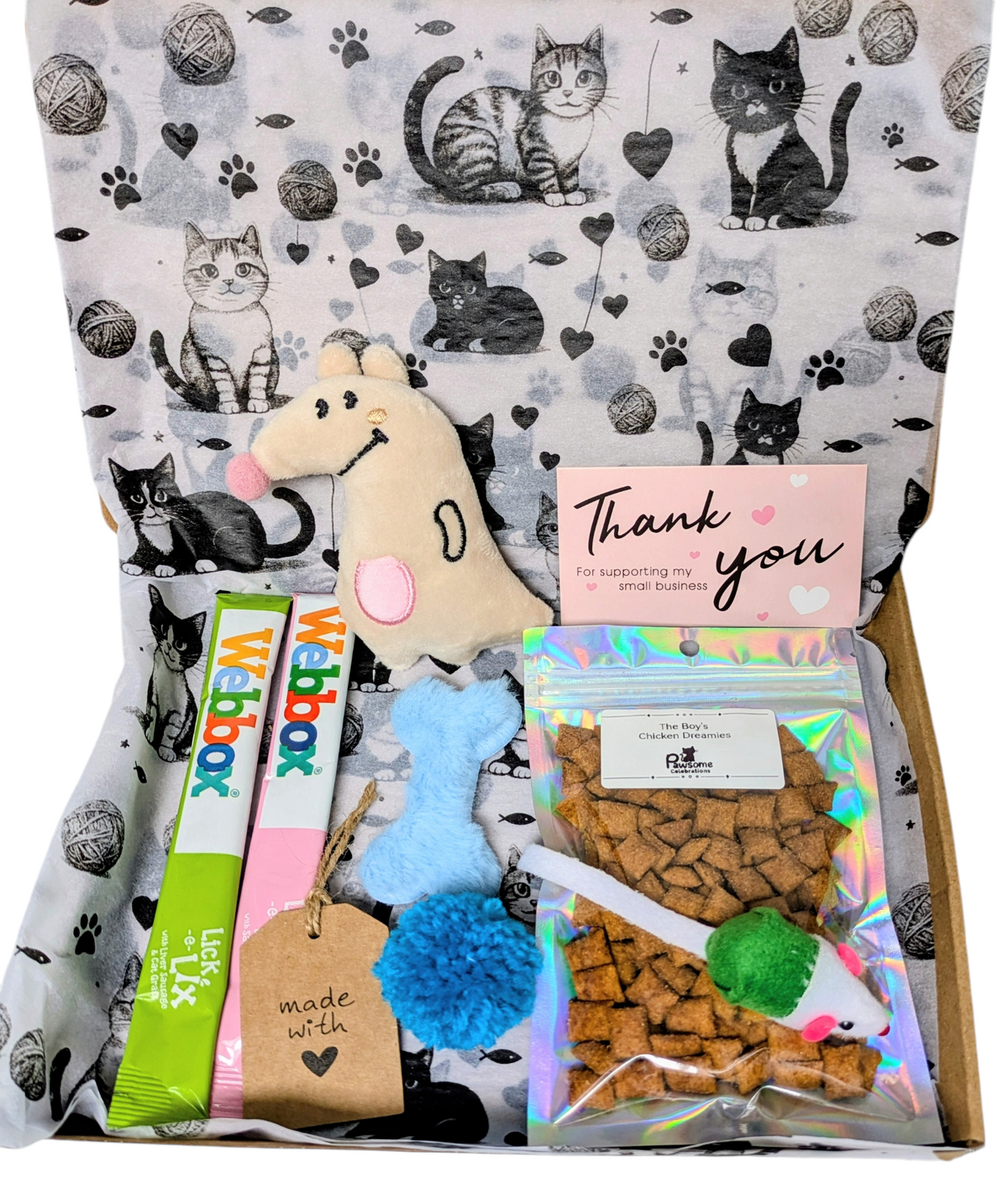 Mini Cat Treat Box - Personalised Letterbox Gift - Pawsome Celebrations
